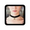Allereyae Vintage Satin Choker Necklace Gold Ball Pendant Necklace Short Velvet Necklace Punk Black Wide Leather Necklace Chain view 1