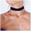 Allereyae Vintage Layered Satin Necklace Choker Vertical Bar Pendant Necklace Punk Velvet Choker Necklace Plain Black Leather Collar Necklace Chain for Women view 2