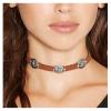 Allereyae Bohemia Turquoise Leather Choker Necklace - Brown Suede, Short Bead, Authentic Native American Chain Jewelry for Women view 2
