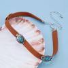 Allereyae Bohemia Turquoise Leather Choker Necklace - Brown Suede, Short Bead, Authentic Native American Chain Jewelry for Women view 3