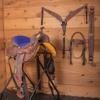 Daarkgreen Leather Western Barrel Racing Horse Saddle and Tack Set Headstall Breast Collar and Reins Size 12-18 Inches view 3