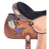 Daarkgreen Leather Western Barrel Racing Horse Saddle and Tack Set Headstall Breast Collar and Reins Size 12-18 Inches view 3