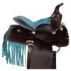 Daarkgreen Leather Western Barrel Racing Horse Saddle and Tack Set Headstall Breast Collar and Reins Size 12-18 Inches view 2