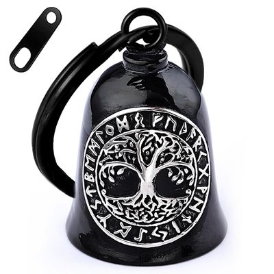 Motorcycle Viking Bell - Motorcycle Angel Bell for Men and Women, Motorcycle Accessories (Black Silver)