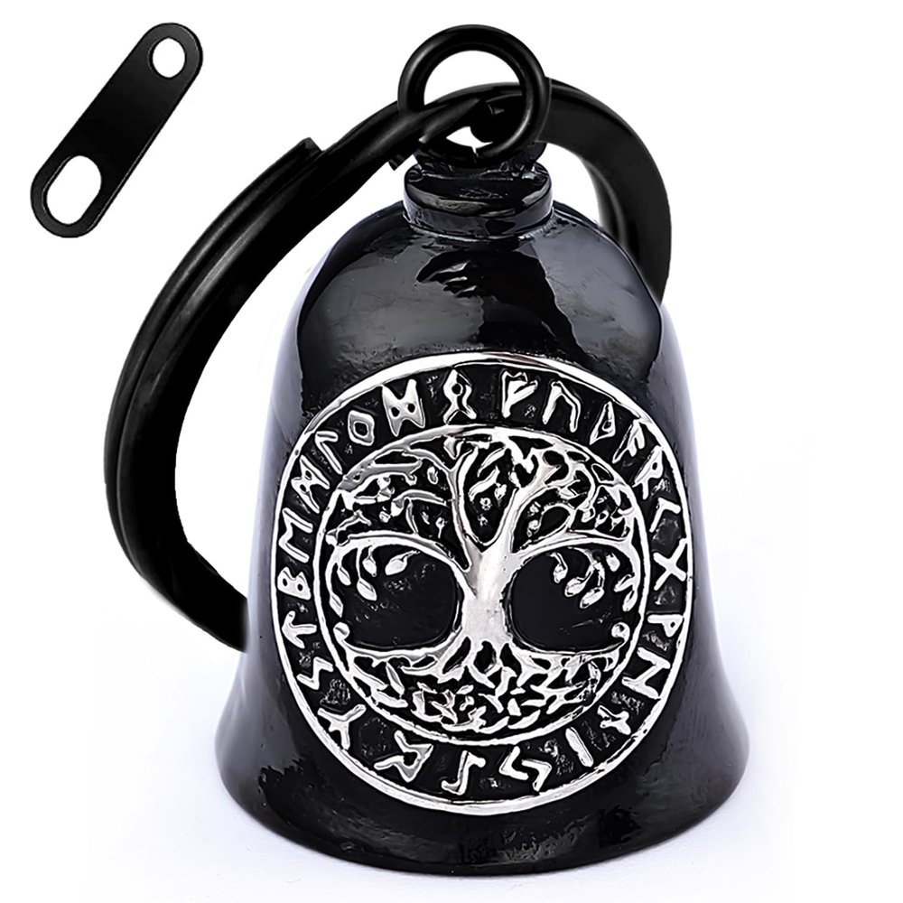Motorcycle Viking Bell - Motorcycle Angel Bell for Men and Women, Motorcycle Accessories (Black Silver)