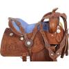 Daarkgreen Leather Western Barrel Racing Horse Saddle and Tack Set Headstall Breast Collar and Reins Size 12-18 Inches view 1
