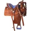 Daarkgreen Leather Western Barrel Racing Horse Saddle and Tack Set Headstall Breast Collar and Reins Size 12-18 Inches view 2