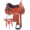 Daarkgreen Leather Western Barrel Racing Horse Saddle and Tack Set Headstall Breast Collar and Reins Size 12-18 Inches view 1