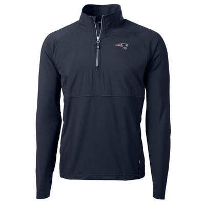 Cutter & Buck Men's Navy New England Patriots Adapt Eco Knit Hybrid Recycled Quarter-Zip Raglan Jacket