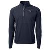 Cutter & Buck Men's Navy New England Patriots Adapt Eco Knit Hybrid Recycled Quarter-Zip Raglan Jacket view 1