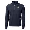 Cutter & Buck Men's Navy Miami Dolphins Adapt Eco Knit Hybrid Recycled Quarter-Zip Raglan Jacket view 1