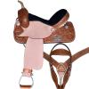 Daarkgreen Leather Western Barrel Racing Horse Saddle and Tack Set Headstall Breast Collar and Reins Size 12-18 Inches view 1