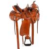 Daarkgreen Leather Western Barrel Racing Horse Saddle and Tack Set Headstall Breast Collar and Reins Size 12-18 Inches view 2