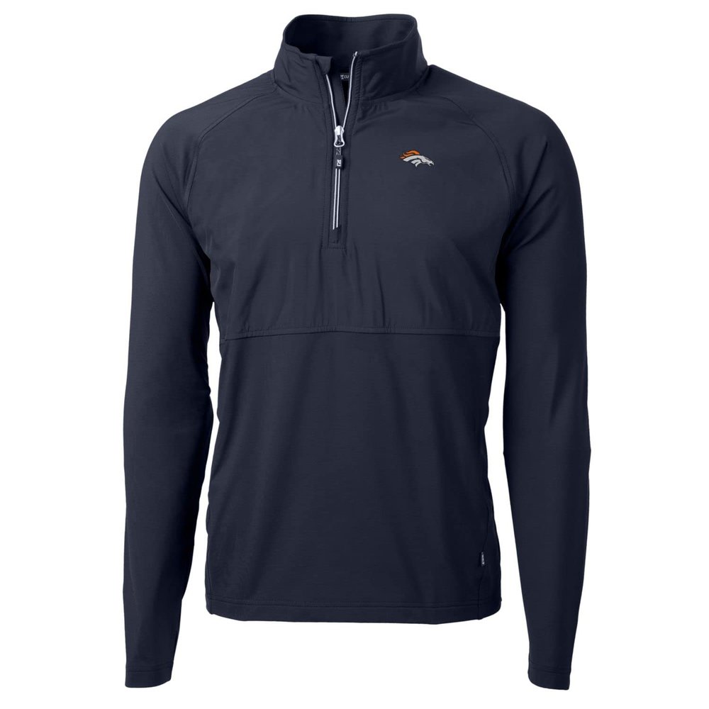 Cutter & Buck Men's Navy Denver Broncos Adapt Eco Knit Hybrid Recycled Quarter-Zip Raglan Jacket