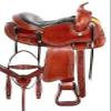 Daarkgreen Leather Western Barrel Racing Horse Saddle and Tack Set Headstall Breast Collar and Reins Size 12-18 Inches view 1