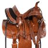 Daarkgreen Leather Western Barrel Racing Horse Saddle and Tack Set Headstall Breast Collar and Reins Size 12-18 Inches view 2