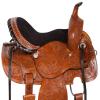Daarkgreen Leather Western Barrel Racing Horse Saddle and Tack Set Headstall Breast Collar and Reins Size 12-18 Inches view 3