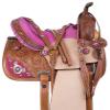 Daarkgreen Leather Western Barrel Racing Horse Saddle and Tack Set Headstall Breast Collar and Reins Size 12-18 Inches view 1