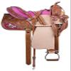 Daarkgreen Leather Western Barrel Racing Horse Saddle and Tack Set Headstall Breast Collar and Reins Size 12-18 Inches view 2