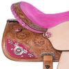 Daarkgreen Leather Western Barrel Racing Horse Saddle and Tack Set Headstall Breast Collar and Reins Size 12-18 Inches view 3