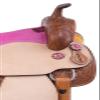 Daarkgreen Leather Western Barrel Racing Horse Saddle and Tack Set Headstall Breast Collar and Reins Size 12-18 Inches view 4