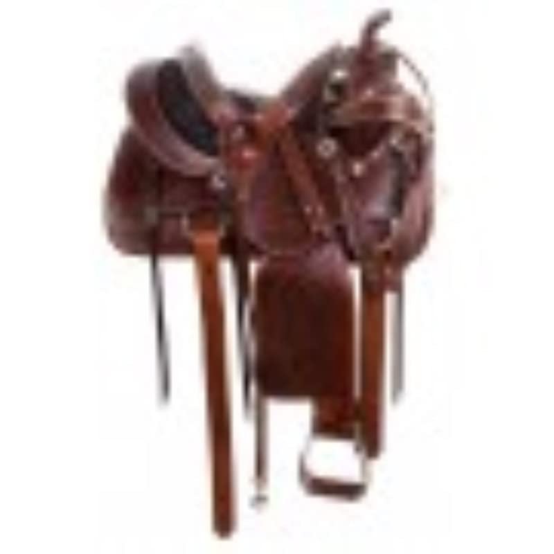 Daarkgreen Leather Western Barrel Racing Horse Saddle and Tack Set Headstall Breast Collar and Reins Size 12-18 Inches