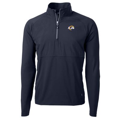 Cutter & Buck Men's Navy Los Angeles Rams Adapt Eco Knit Hybrid Recycled Quarter-Zip Raglan Jacket
