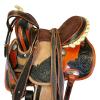 Daarkgreen Leather Western Barrel Racing Horse Saddle and Tack Set Headstall Breast Collar and Reins Size 12-18 Inches view 2