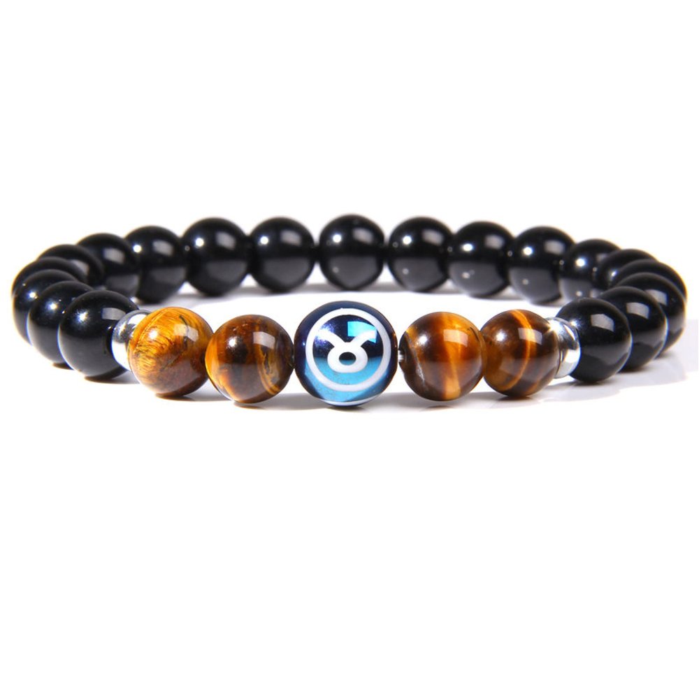12 Zodiac Charm Bracelet Constellation Signs Natural Stone Beads Bracelets for Women Men Couple Horoscope Fashion Birthday Gifts,Taurus 4.20-5.20,17cm