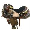 Daarkgreen Leather Western Barrel Racing Horse Saddle and Tack Set Headstall Breast Collar and Reins Size 12-18 Inches view 1