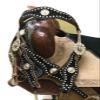 Daarkgreen Leather Western Barrel Racing Horse Saddle and Tack Set Headstall Breast Collar and Reins Size 12-18 Inches view 2