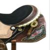 Daarkgreen Leather Western Barrel Racing Horse Saddle and Tack Set Headstall Breast Collar and Reins Size 12-18 Inches view 3