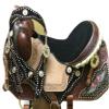 Daarkgreen Leather Western Barrel Racing Horse Saddle and Tack Set Headstall Breast Collar and Reins Size 12-18 Inches view 4