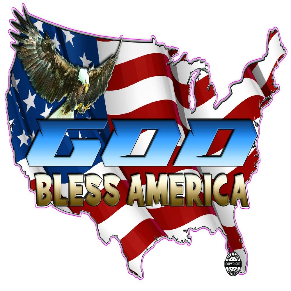 God Bless America Eagle United States Decal (36" x 24")