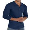 Askdeer Men's Polo Shirts Long Sleeve Slim Fit Casual Shirts Classic Stretch Polo T Shirt Golf Shirts Blue view 2
