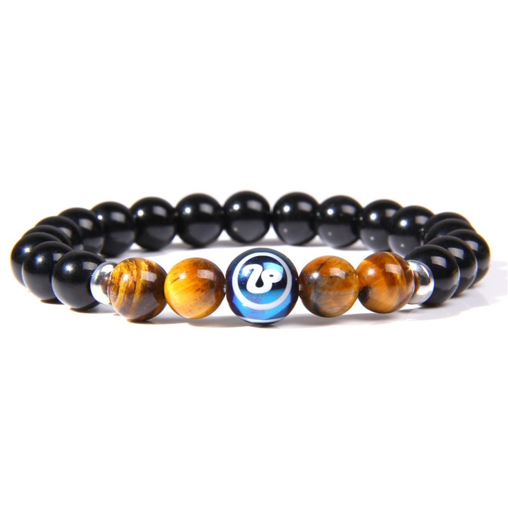 12 Zodiac Charm Bracelet Constellation Signs Natural Stone Beads Bracelets for Women Men Couple Horoscope Fashion Birthday Gifts,Leo 7.23-8.22,23cm