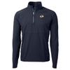 Cutter & Buck Men's Navy Los Angeles Rams Adapt Eco Knit Hybrid Recycled Quarter-Zip Raglan Jacket view 1