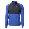 Cutter & Buck Men's Black/Royal Indianapolis Colts Adapt Eco Knit Hybrid Recycled Quarter-Zip Raglan Jacket view 1
