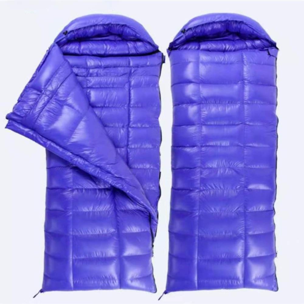 JOTOUCH Filling 800g White Goose Down Winter Sleeping Bag Envelope Sleeping Bag with Removable Cap(Blue)
