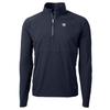 Cutter & Buck Men's Navy New York Giants Adapt Eco Knit Hybrid Recycled Quarter-Zip Raglan Jacket view 1