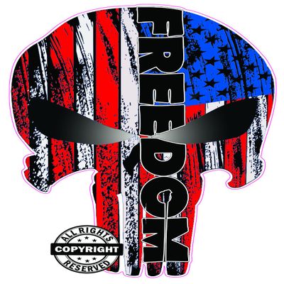 Freedom American Flag Skull Head Decal (36" x 27")