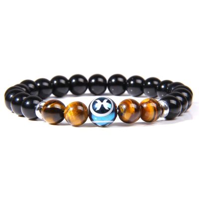 12 Zodiac Charm Bracelet Constellation Signs Natural Stone Beads Bracelets for Women Men Couple Horoscope Fashion Birthday Gifts,Pisces 2.19-3.20,17cm