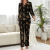 BAIKUTOUAN Japanese Ramen Noodles Women's Button Down Pajamas Set Long Sleeve Sleepwear Nightwear view 2