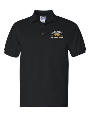 ALLNTRENDS Yosemite National Park Men's Polo T Shirt Embroidered U.S. National Park Service Shirt (S, Black)