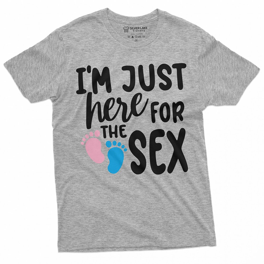 Just here for hex Gender Reveal Pink or Blue Boy Girl Mens Unisex Tee Shirt (Medium Grey)
