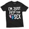Just here for hex Gender Reveal Pink or Blue Boy Girl Mens Unisex Tee Shirt (Medium Grey) view 2