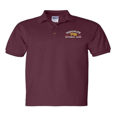 ALLNTRENDS Yosemite National Park Men's Polo T Shirt Embroidered U.S. National Park Service Shirt (2XL, Maroon)