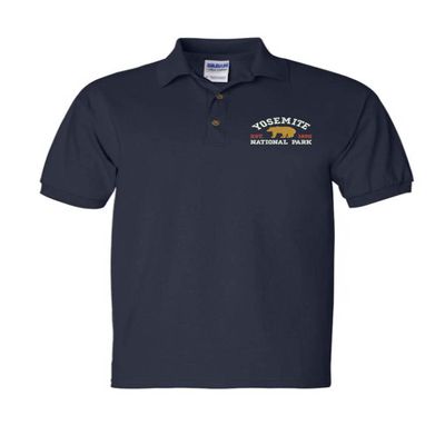 ALLNTRENDS Yosemite National Park Men's Polo T Shirt Embroidered U.S. National Park Service Shirt (L, Navy Blue)