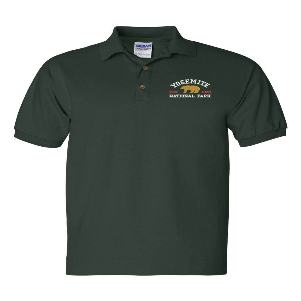 ALLNTRENDS Yosemite National Park Men's Polo T Shirt Embroidered U.S. National Park Service Shirt (M, Forest Green)