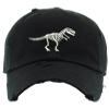 ALLNTRENDS Dinosaour Skeleton Embroidery Dad Hat Adjustable Dino Embroidered Skull Cap (Black) view 1
